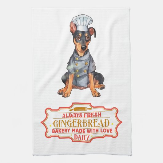 Doberman Pinscher Chef Baking Gingerbread Theedoek (Verticaal)