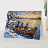 Doberman Pinscher Christmas Boat Holiday Kaart (Voorkant)