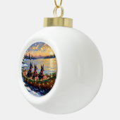 Doberman Pinscher Christmas Boat Holiday Keramische Bal Ornament (Rechts)