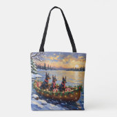 Doberman Pinscher Christmas Boat Holiday Tote Bag (Achterkant)