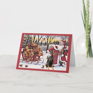 Doberman Pinscher Christmas Kaart Santa Beren