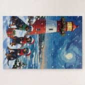 Doberman Pinscher Christmas Lighthouse Holiday Legpuzzel (Horizontaal)