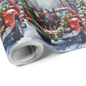Doberman Pinscher Christmas Red Truck Holiday Cadeaupapier (Rol Hoek)
