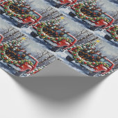 Doberman Pinscher Christmas Red Truck Holiday Cadeaupapier (Hoek)