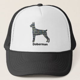 Doberman Pinscher Cute Dog Silhouette Grid Aangepa Trucker Pet