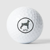 Doberman Pinscher Cute Dog Silhouette MonogramGrid Golfballen (Voorkant)