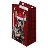 Doberman Pinscher Dog and Red Christmas Plaid Klein Cadeauzakje (Voorkant Gekanteld)