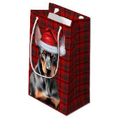 Doberman Pinscher Dog and Red Christmas Plaid Klein Cadeauzakje (Achterkant Gekanteld)