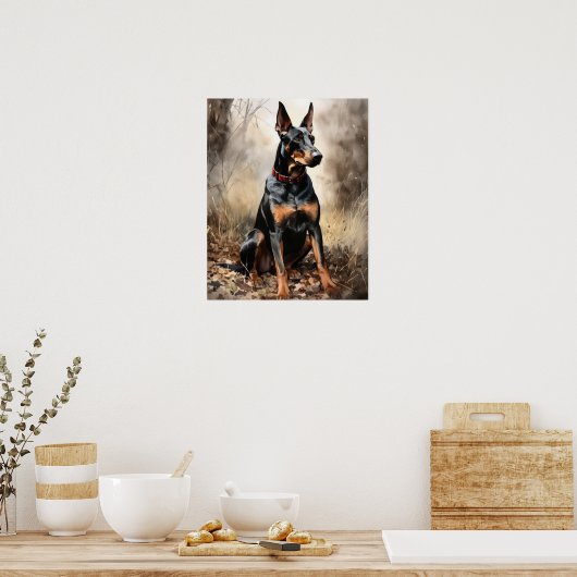 Doberman Pinscher Dog Art Print Poster (Keuken)
