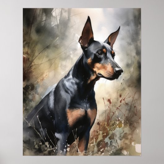 Doberman Pinscher Dog Art Print Poster (Voorkant)