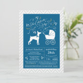 Doberman Pinscher Dog Baby shower Blue Boy Kaart (Staand voorkant)