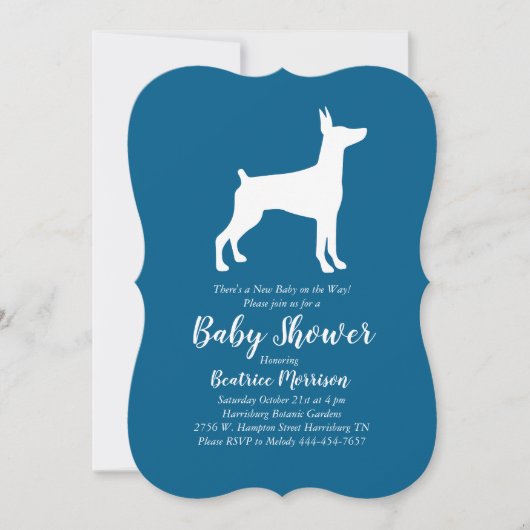 Doberman Pinscher Dog Baby shower Blue Boy Kaart (Voorkant)