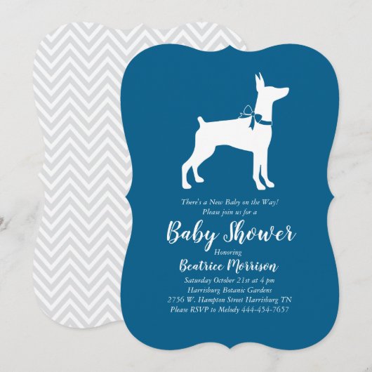 Doberman Pinscher Dog Baby shower Blue Boy Kaart (Voorkant / Achterkant)