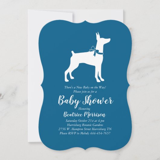 Doberman Pinscher Dog Baby shower Blue Boy Kaart (Voorkant)