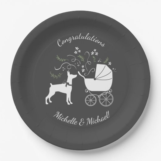 Doberman Pinscher Dog Baby shower Papieren Bordje (Voorkant)