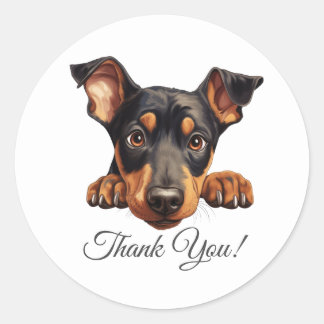 Doberman Pinscher Dog Bedankt Ronde Sticker