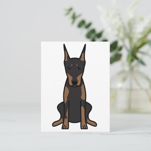 Doberman Pinscher Dog Cartoon Briefkaart (Staand voorkant)
