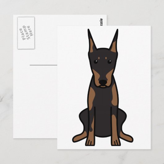 Doberman Pinscher Dog Cartoon Briefkaart (Voorkant / Achterkant)