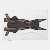 Doberman Pinscher Dog Cartoon Theedoek (Horizontaal)