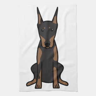Doberman Pinscher Dog Cartoon Theedoek
