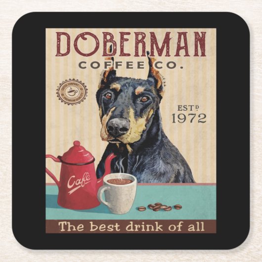 Doberman Pinscher Dog Coffee Kartonnen Onderzetters (Voorkant)