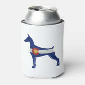 Doberman Pinscher Dog Colorado Flag Silhouette Blikjeskoeler (Blikje Voorkant)