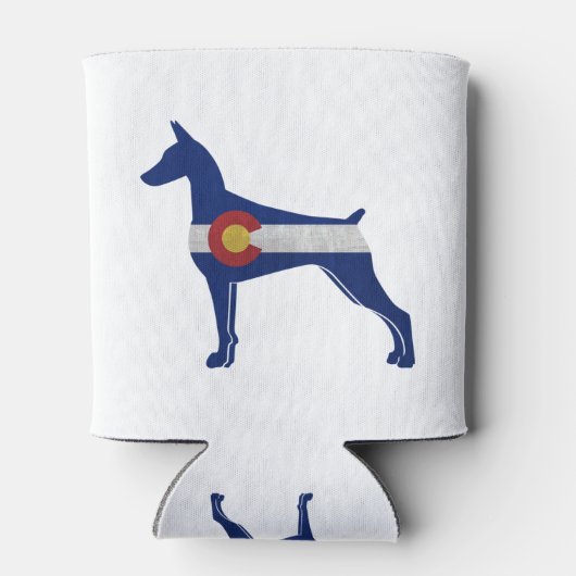 Doberman Pinscher Dog Colorado Flag Silhouette Blikjeskoeler (Achterkant)