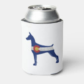 Doberman Pinscher Dog Colorado Flag Silhouette Blikjeskoeler (Blikje Achterkant)