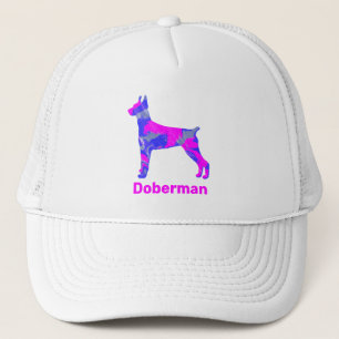 Doberman Pinscher Dog Cute Pink Silhouette Custom Trucker Pet