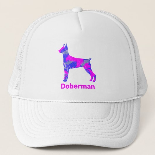 Doberman Pinscher Dog Cute Pink Silhouette Custom Trucker Pet (Voorkant)