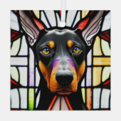 Doberman Pinscher Dog "Glas in lood" Glas Ornament (Achterkant)