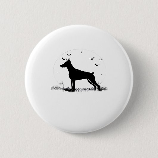 Doberman Pinscher Dog � Halloween Moon Silhouette Ronde Button 5,7 Cm (Voorkant)