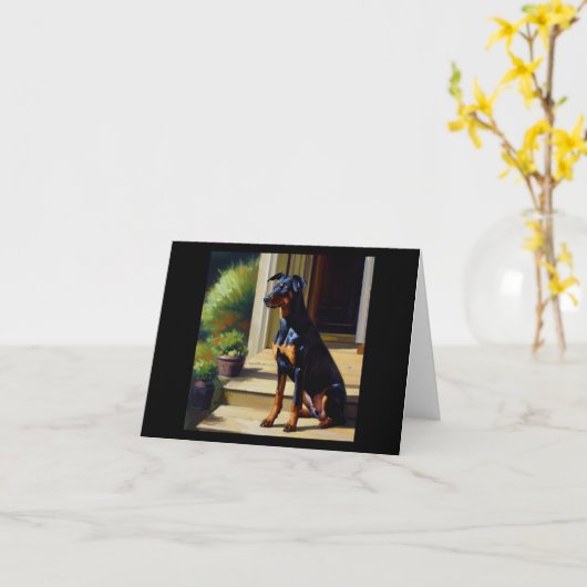 Doberman Pinscher Dog Kaart (Gele Bloem)