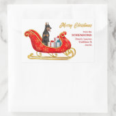 Doberman Pinscher Dog kerstkledij Rechthoekige Sticker (Tas)