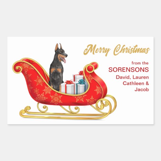 Doberman Pinscher Dog kerstkledij Rechthoekige Sticker (Voorkant)