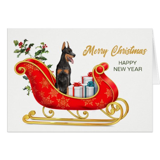 Doberman Pinscher Dog-kerstminikaart (Voorkant Horizontaal)