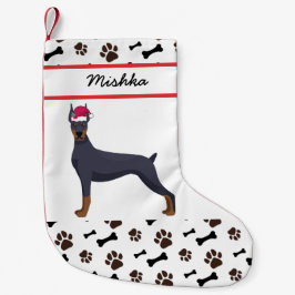 Doberman Pinscher Dog Kerstmis, Aangepaste naam vo Kleine Kerstsok