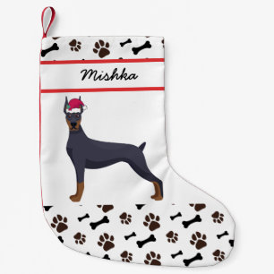 Doberman Pinscher Dog Kerstmis, Aangepaste naam vo Kleine Kerstsok