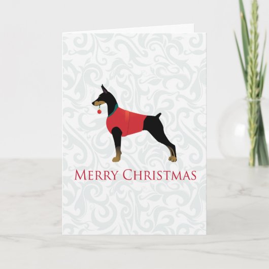 Doberman Pinscher Dog Merry-kerstdesign Feestdagen Kaart (Voorkant)