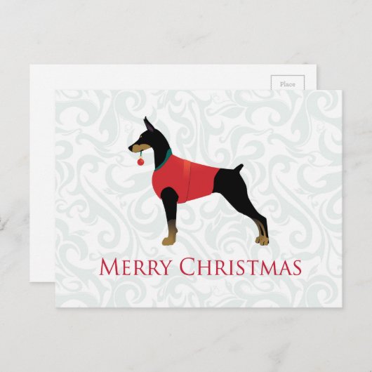 Doberman Pinscher Dog Merry-kerstdesign Feestdagenkaart (Voorkant / Achterkant)