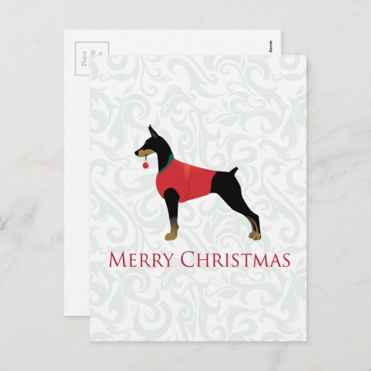 Doberman Pinscher Dog Merry-kerstdesign Feestdagenkaart (Voorkant / Achterkant)