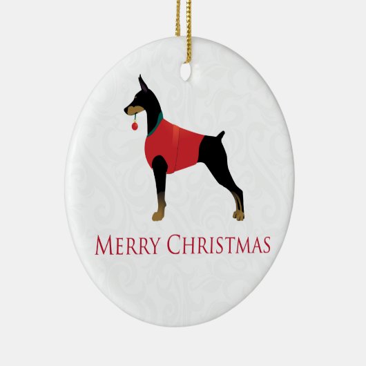 Doberman Pinscher Dog Merry-kerstdesign Keramisch Ornament (Rechts)