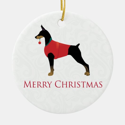 Doberman Pinscher Dog Merry-kerstdesign Keramisch Ornament (Voorkant)