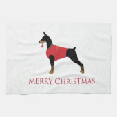 Doberman Pinscher Dog Merry-kerstdesign Theedoek (Horizontaal)