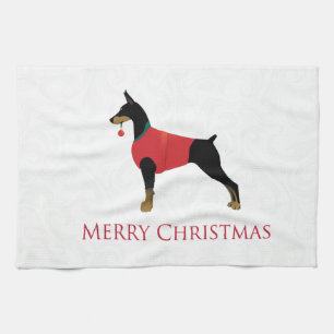 Doberman Pinscher Dog Merry-kerstdesign Theedoek