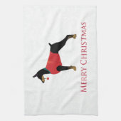 Doberman Pinscher Dog Merry-kerstdesign Theedoek (Verticaal)