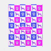 Doberman Pinscher Dog & Paw Hot Pink en Blue Fleece Deken (Voorkant)