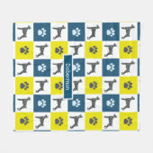 Doberman Pinscher Dog & Paw Print Yellow Grid Fleece Deken (Voorkant (Horizontaal))