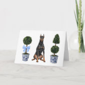 Doberman Pinscher Dog Puppy Topiary Waterverf Kaart (Voorkant)