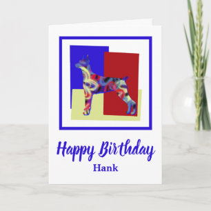 Doberman Pinscher Dog Red BlueYellow Birthday Kaart